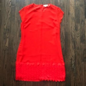 Ted Baker Glana Dress Scalloped Hem Coral Red Sz 8